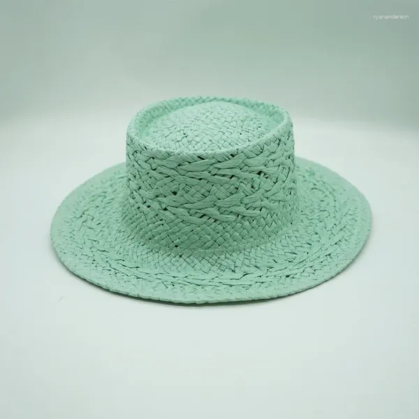 Bérets 202306-pan-Japon coréen été tissé à la main papier herbe menthe vert rue plage Fedoras casquette hommes femmes loisirs Panama Jazz chapeau