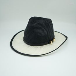 Berets 202307-panshi-sisal grama artesanal retalhos high end estilo personalizado verão cinto fedoras boné homens mulheres panamá jazz chapéu