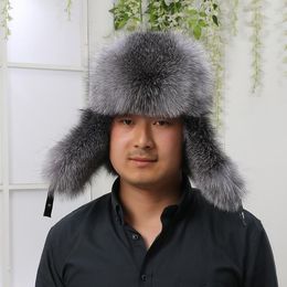 Beretten 2023 Natural bont Russische luchtvaarthoed met oren ushanka vrouwen winter warme donzige stijlvolle vrouwelijke staart cap mode echt