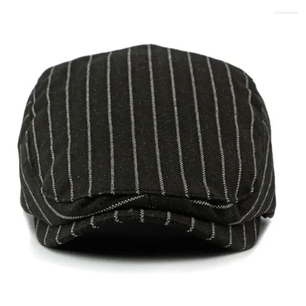 Bérets 2024 Automne Polyester Rayé Chaud Sboy Casquettes Casquette Plate Casquette Hommes Et Femmes Peintre Béret Chapeaux 172