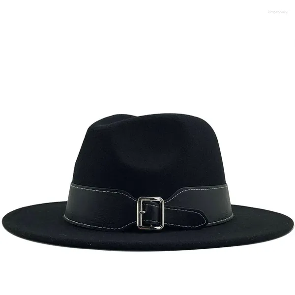 Boinas 2024 Otoño Invierno Lana Fedoras para hombres Sombrero de fieltro para mujer Sombrero para damas Sombrero Jazz Masculino Bowler Al aire libre Vintage Top Sombreros de gran tamaño