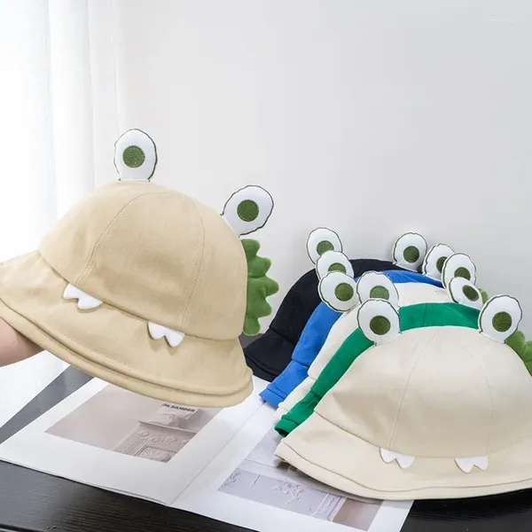 Bérets 2024 dessin animé mignon petit dinosaure chapeaux de seau avec des capuchons de pêche chapeau de soleil léger pliable d'été pour femmes adolescents adultes