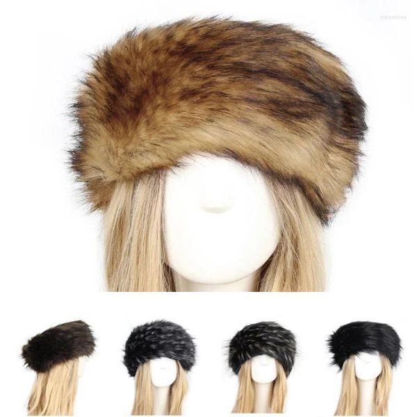 Boinas 2024 coloridas moda femenina sombrero de piel esponjosa diadema gorras rusas invierno grueso orejas cálidas mujeres chic bomber faux