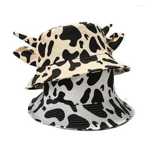 Baretten 2024 Katoen Cartoon Koe Print Emmer Hoed Visser Outdoor Reizen Zon Cap Hoeden Voor Mannen En Vrouwen 114