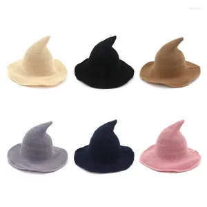 Boinas 2024 Sombrero de bruja de hilo de algodón para mujeres Wicked Witchy Wizard Sombreros Cosplay