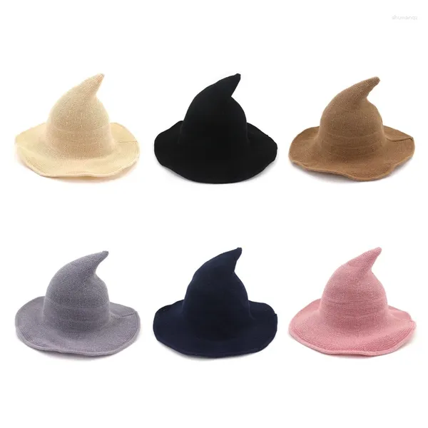Bérets 2024 chapeau de sorcière en fil de coton pour femmes, chapeaux de magicien méchant, Cosplay