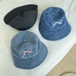 Bérets 2024 Denim Hat de seau lavé Retro pêche pliable Coton Coton Soleil décontracté d'été