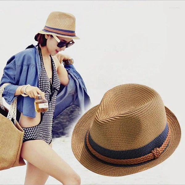 Berets 2024 Design de mode Design de haute qualité Panama paille de paille Cap jazz Parent Summer Women Sun Hats Beach