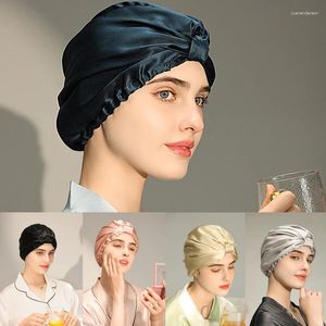 Berets 2024 Home Silk Sleeping Hat voor vrouwen in airconditioning met airconditioning moerbei anti rommelige haarzorg verstelbaar postpartum