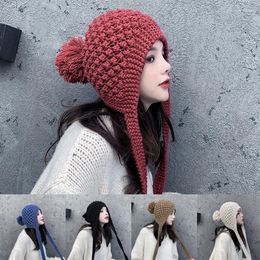 Bérets 2024 Chapeau tricoté Femme Femmes Protection d'oreille de printemps hiver