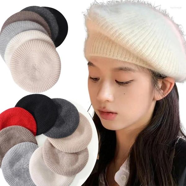 Boinas 2024 Maheimao boina de punto moda coreana retro capó de mujer sombrero suave cálido color sólido elegante damas fáciles de combinar gorras