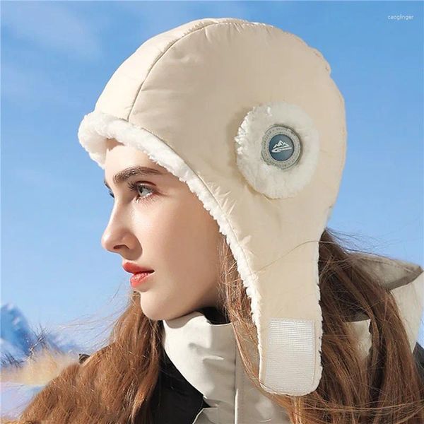 Bérets 2024 Chapeau d'hiver pilote en plein air russe femmes mode chaude peluche et épais résistant au froid cyclisme fausse fourrure chapeaux