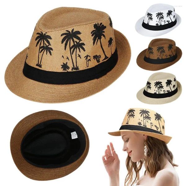 Boinas 2024 primavera de verano Capa de la playa Coconutugues Patrón de hombres Mujeres Sombreros Top Fedora Jazz Hat Moda Casual Sun