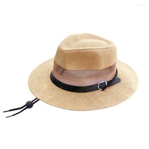 Beretten 2024 Zomer emmer hoeden voor mannen buiten vissen brede randzon visser cap sombrero boonie hoed met winddichte touw