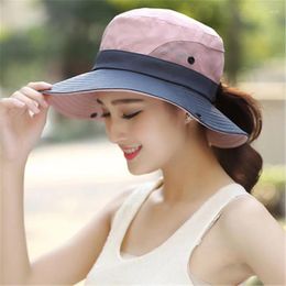 Bérets 2024 chapeau d'été pour femmes UV UPF large bord respirant soleil randonnée en plein air pêche seau imperméable Boonie