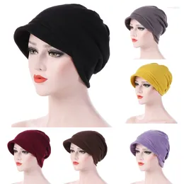 Berets 2024 Turban Cap For Women Plain Brim Hats Stretch Chemo Loss Head Wrap Beanie Casual Warm Windproof