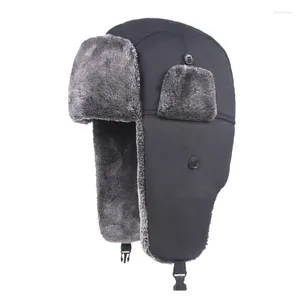 Bérets 2024 hiver hommes chaud imperméable russe réglable Ushanka chapeau avec oreille rabat masque fourrure trappeur casquette garder chapeaux
