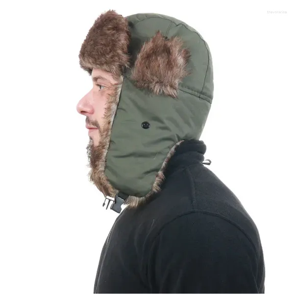 Boinas 2024 invierno cálido sombrero a prueba de viento Lei Feng Cap piel sintética oreja solapa esquí trampero frío anti-nieve multicolor hombres mujeres