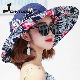 Boinas 2024 Mujeres Sombrero de color múltiple Summer Sumam Big Brim Sun Imperio UV Protección UV Viento Ropio fijo Plegado