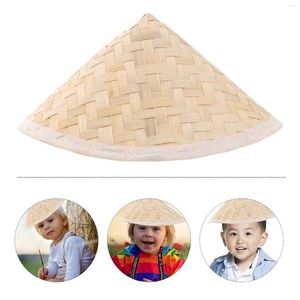 Boinas 23,5x14,5 cm tradicional chino Oriental bambú paja cono jardín pesca sombrero adulto arroz para niños