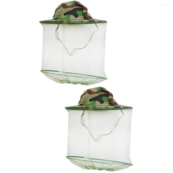 Bérets 2pcs masque anti-insectes camouflage extérieur châle seau chapeau en maille moustiquaire apiculture