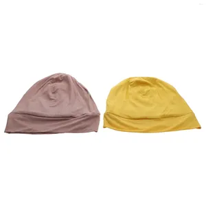 Bérets 2pcs chapeaux unisexes coton casquette extensible pour hommes jaune marron