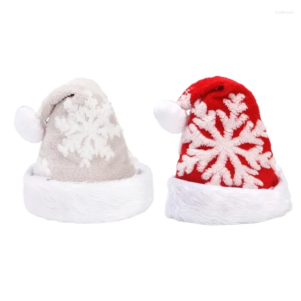 Bérets 2XPC Chapeau de Noël en peluche Flocon de neige Santa Rouge / Gris Noël d'hiver pour la Journée mondiale du football International Basketball