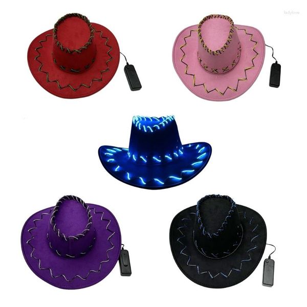 Boinas 2XPC Sombrero de ala ancha Disfraz de mujer Fedora Sombreros de fiesta de vaquero occidental