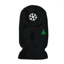 Bérets Masque facial en tricot à 3 trous Chapeau de cagoule de Noël Couverture complète Coupe-vent Oreille d'hiver pour la protection Cyclisme Ski Drop