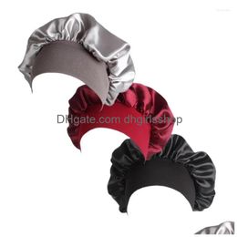 Bérets 32 x 32 cm Bonnet de sommeil Lady Slee Hair Wrap Miss Bandeaux extensibles Livraison directe Dhjb7