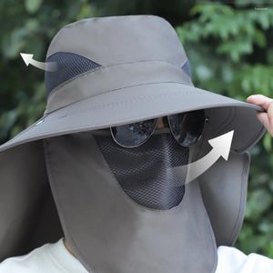 Bérets 360 degrés Protection Sun Sun Scred et ombrage UV Plage Cap Adoptable Avrovible Face Mask