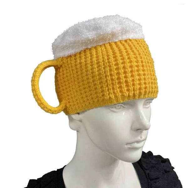 Bérets 3D bière tasse chapeaux unisexe chaud bonnets bières amoureux hommes année présente saint valentin amusant fête cadeau