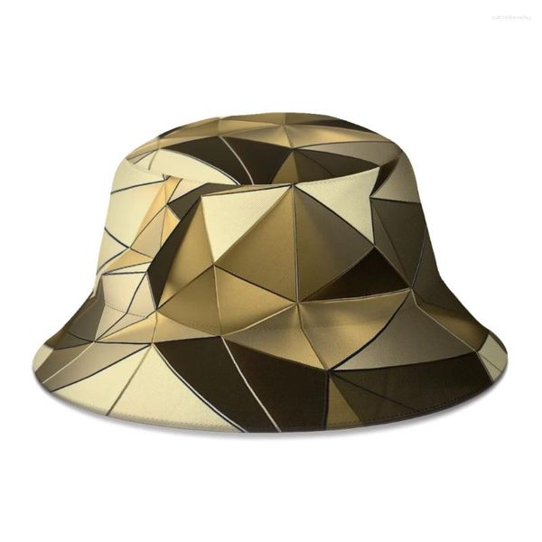 Boinas 3D destrozado oro prisma cubo sombrero para mujeres hombres estudiantes plegable bob pescador sombreros panama cap streetwear