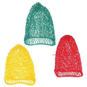 Boinas 3 unids Hair Bun Net Elástico Invisible Crochet Malla Accesorios para damas Hombres Bailarina Rojo Verde Amarillo