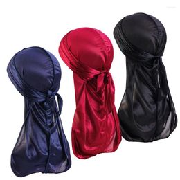 Boinas 3pcs/lote unisex silky durg turban gat de turbante pelucas de ciclismo accesorios para el cabello para cabello correas de cola larga durgs