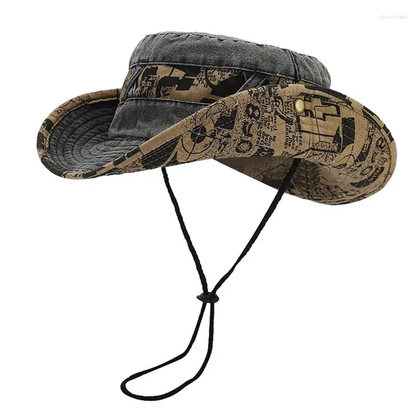 Bérets 4 couleurs chapeau de soleil à large bord pour hommes femmes protection UV extérieure safari léger style occidental seau