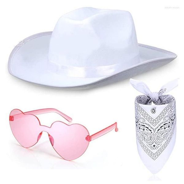 Boinas 40GC sombrero de vaquero gafas Bandana Set despedida de soltera Bandanas fiesta para adultos divertido disfraz de novia mujeres adultas