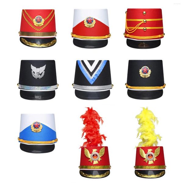 Bérets 58-60 Kid Adulte Marching Band Chapeau Tambour Major Team Honor Royal Guard Costume Accessoire Halloween Cap