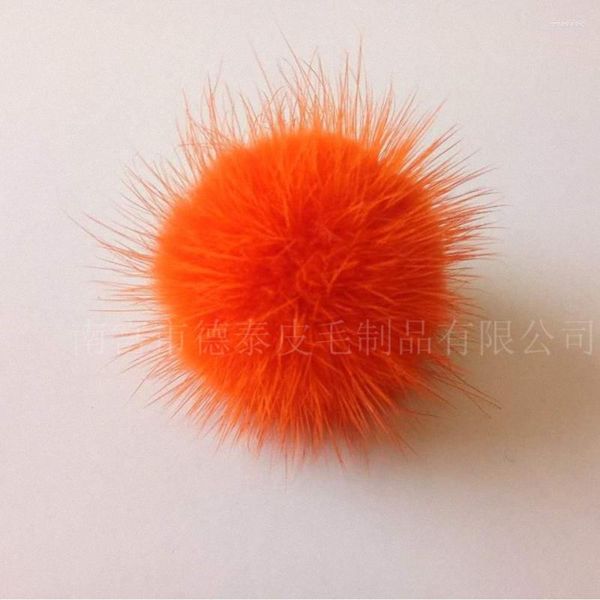 Boinas 5 unids/lote precio al por mayor bola real DIY 5-6 cm pompón genuino para mujeres llavero de invierno gorros sombrero TKF012orange