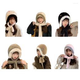 Bérets 634C chapeau chaud d'oreille pour adolescentes fille épaisse peluche temps froid bonnet InsStyle Poshoots accessoire femmes accessoires