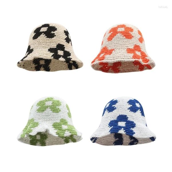 Bérets 652f Sunroproof Woman Crochet Bucket Hat Spring Spring Outdoor Fisherman Teens