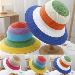 Beretten 652F Trendy Summer Ladies Wide Brim for Sun Hat Beach Straw Foldable Dames Garde