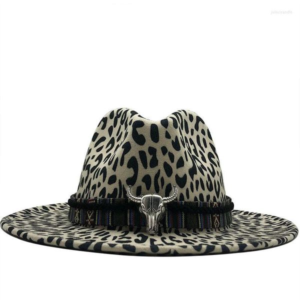 Bérets 6pcs chapeau de cowboy imprimé léopard Fedoras en vrac hommes femmes casquettes hommes femmes casquette feutre Fedora chapeaux pour femmes hommes femme homme