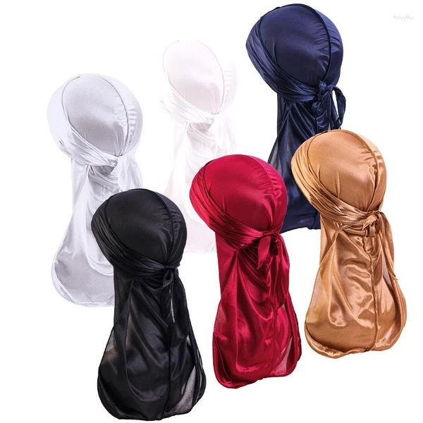 Boinas 6pcs/lote Unisex Men Women Bandana Durag Headwear Silky Pirate Cap Wats Sombreros Hip Hop Biker Biker Biker