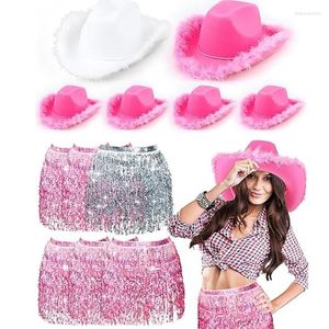 Baretten 6 stks/set Carnaval Cowgirl Hoed Bruid Bruiloft Po Kostuum Rekwisieten Outdoor Vrouw Meisje Met Pailletten Rok