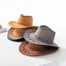 Bérets 6 pièces Western chapeau hommes Jazz Fedora femmes Cowboy feutre chapeaux garçons filles soleil grand large bord casquette adulte enfants casquettes cadeau de fête