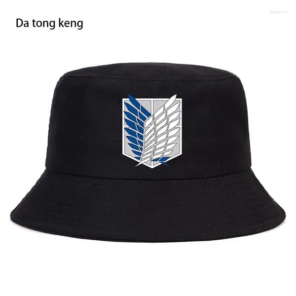 Boinas Ataque de los 90 contra el titán Japón Anime Bob Bucket Hats Summer Panamá Mujeres Pescadores Capas de algodón Corea Corea Black Hip Hop Beach Cap