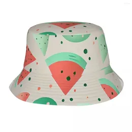 Berets A Slice of Summer - Sleek Pastel Pares de pastèque Bucket Bucket Panama pour l'homme femme Bob Fisherman Unisexe Caps