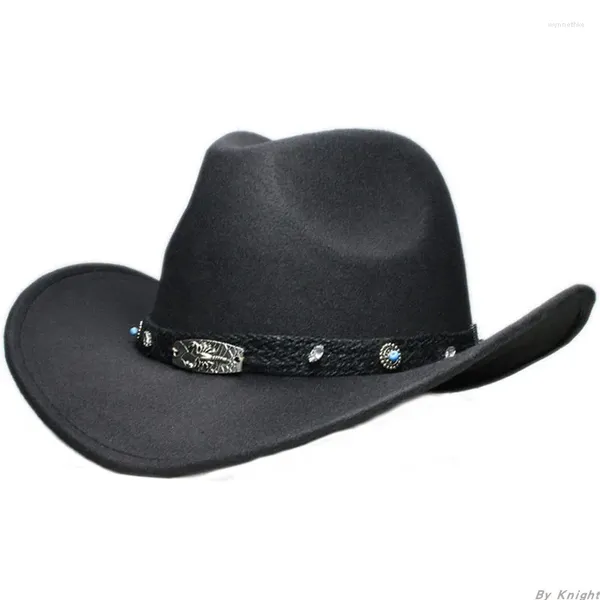 Boinas A157 Sombreros de lana para hombre Sombreros para padres e hijos Sombrero de vaquero retro del oeste Sombrero de ala grande Estilo universitario Moda Bowler ajustable