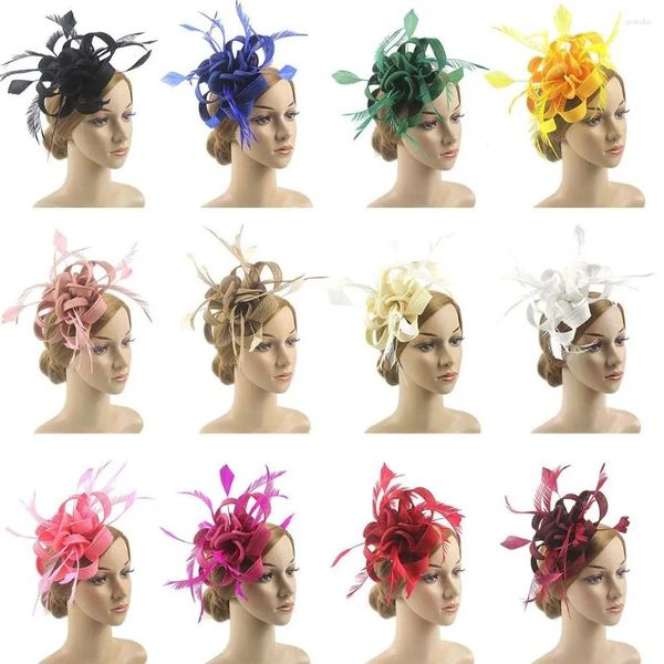 Bérets Accessoires Mariage Fascinators Top Hat Royal Ascot Race Cocktail Tea Party Plume Fleur Bandeau Chapeaux Fascinator Chapeaux